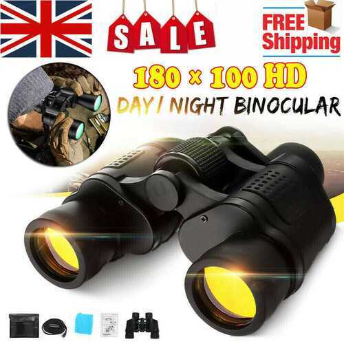 180x100 High Power Military Binoculars Day/Night BAK4 Optics Hunting Camping+Bag