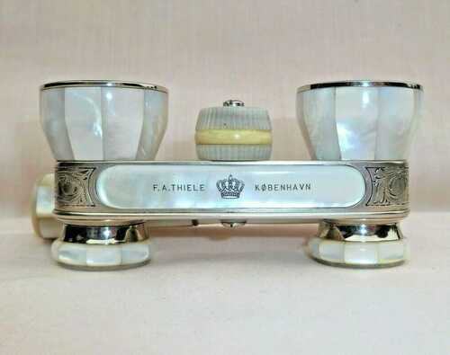 ANTIQUE MOTHER OF PEARL OPERA GLASSES BINOCULARS CASED by THIELE /  EMIL BUSCH