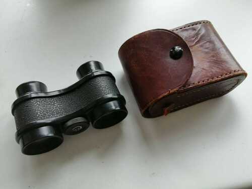 Antique Vintage Opera Theather Glasses Racing Binoculars in Leather Case