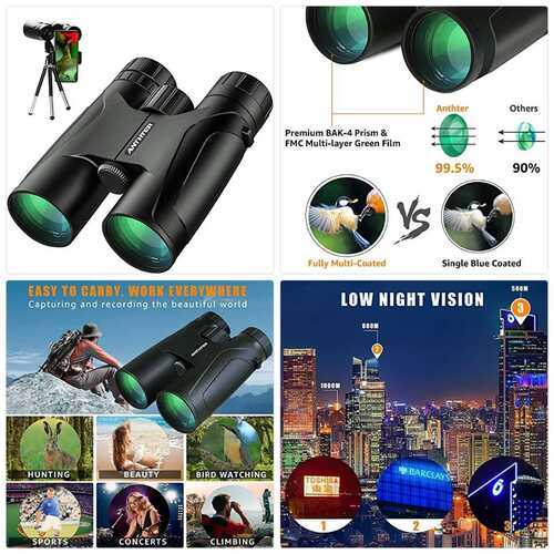 12X42 Powerful Binoculars, High Power HD Binocular for Adults with Smartphone Ho