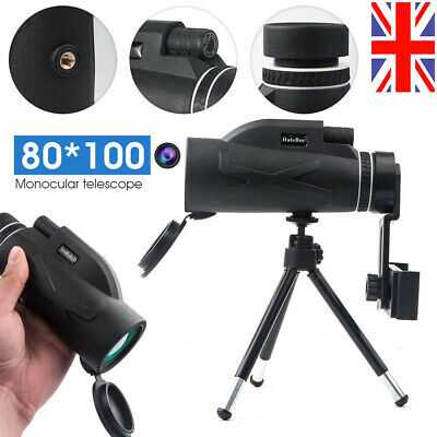 80X100 HD Monocular Telescope Phone Camera Zoom Starscope Hiking Hunting Tools