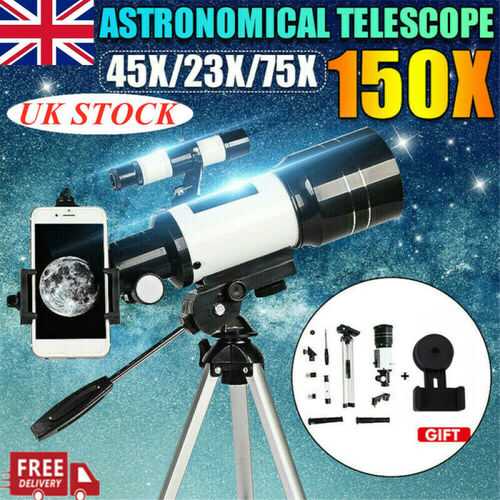 Pro Refractor Telescope W/Tripod 70mm 150X Astronomical Scope Night Vision UK