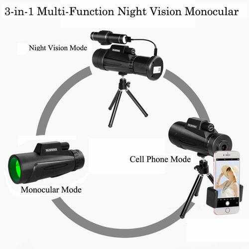 12x50 Wifi Night Vision Monocular + Phone Holder for Hunting Night Watching Home