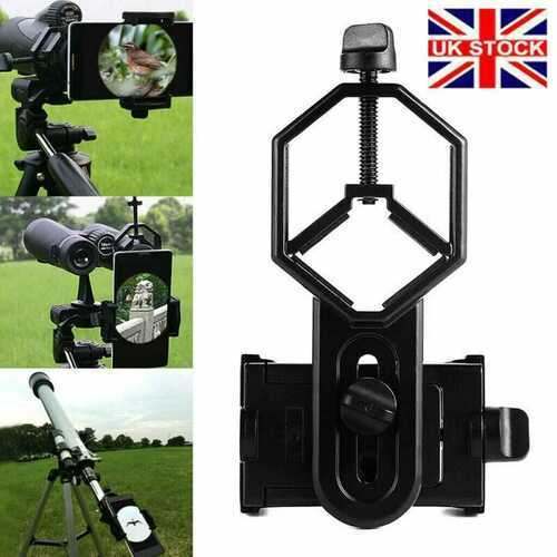 Black Mobile Phone Holder Mount Adapter Bracket for Telescope Spotting Scope UK