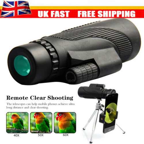 40X60 HD Monocular Telescope Phone Camera Zoom Starscope Hiking Tripod Tools UK