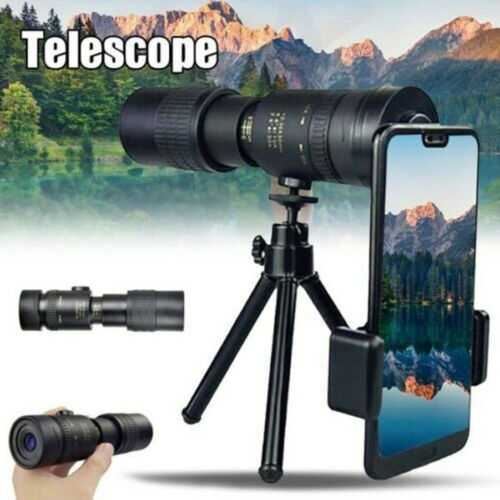 HD 4K 10-300X40mm Super Telephoto Zoom Monocular Telescope /Tripod and Clip Set