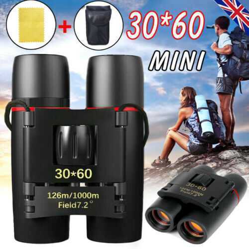 30x60 Compact Foldable Binoculars Roof Prism Pocket With Carry Case Camping UK