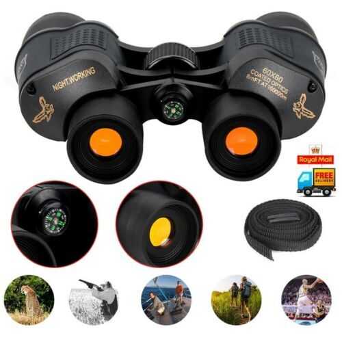 Day/Night HD Hunting Binoculars 60x60 5-3000M Waterproof Telescopes Coordinates