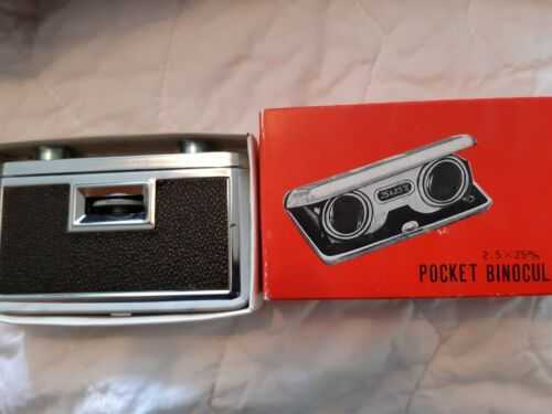 Vintage Pocket Binoculars 2.5 X 25mm Metal Case Boxed Made In Japan