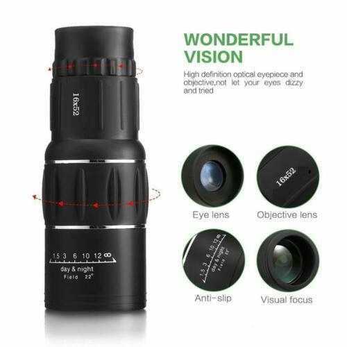 16X52 Monocular Spotting Watching Spotter Bird Telescope Pocket Golf Sport Scope