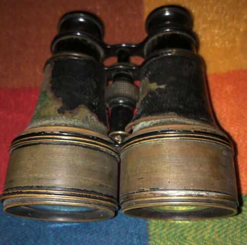 Vintage  Brass Leather Covered Marine Field Binoculars