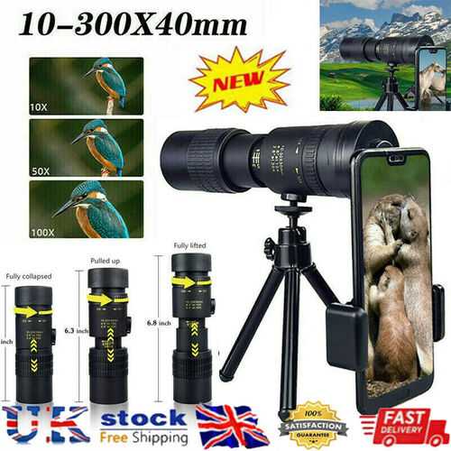 4K 10-300X40mm Super Telephoto Lens Zoom Monocular Telescope Night Waterproof~