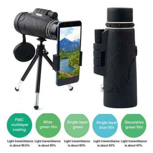 50X60 Optical Monocular Telescope Day/Night Vision Portable Phone Clip and Tripod