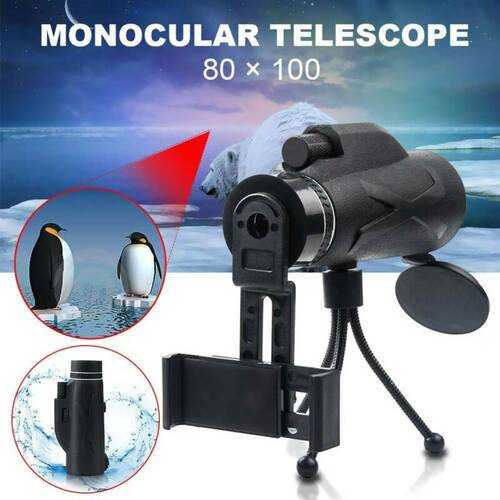 80X100 Monocular Telescope Phone Camera Zoom Starscope Hunting Tripod Full HD ~