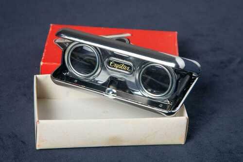 VINTAGE POP UP BINOCULARS ORIGINAL BOX OPERA GLASSES CHROME SILVER BALLET