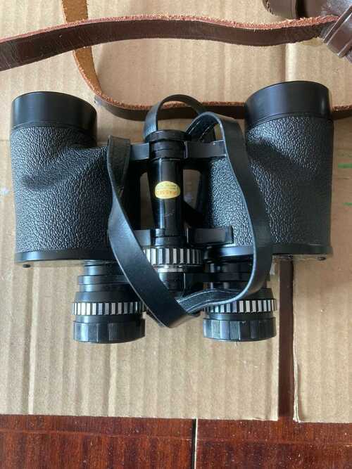 BINOCULARS - HILKINSON WINDSOR 8x30 WIDE ANGLE FIELD 8.5* in COWHIDE CASE - VGC