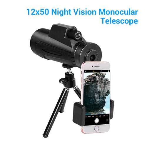 12x50 Wifi Infrared Night Vision Monocular Telescope +Tripod for Hunting Outdoor