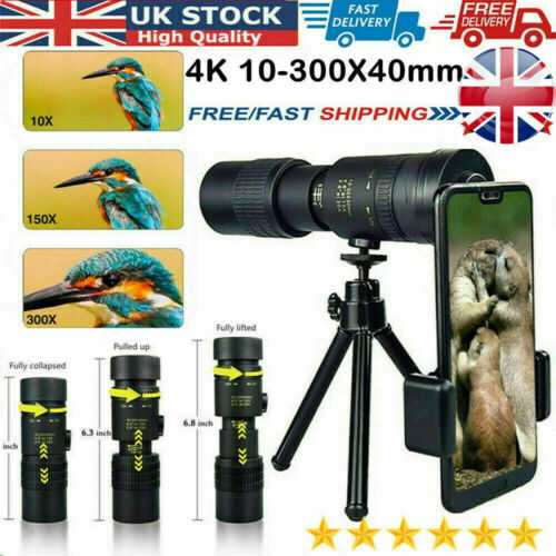 2021 Monocular 4K 10-300X40mm Portable Super Telephoto Zoom Monocular Telescope