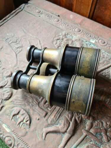 Antique Brass Binoculars Possible Ww1 Military Vintage