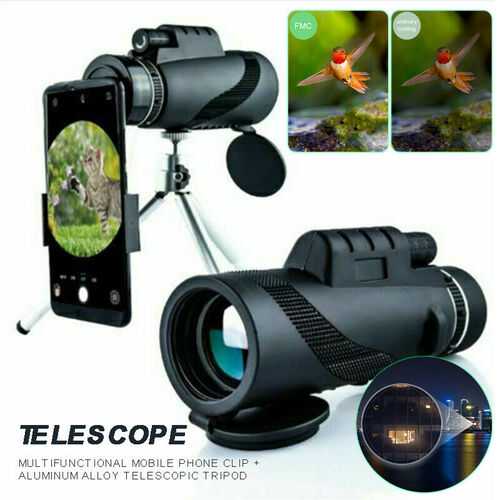 80X100 Optical Lens Zoom Monocular Telescope+Aluminum Alloy Tripod+Phone Clip*UK