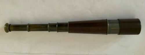 Early 20th C 4 draw brass telescope engraved, ' Broadhurst Clarkson Ltd London '