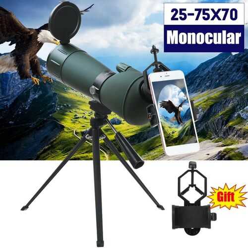 Monocular Waterproof HD Optic Zoom Len Eyepiece Telescope 25-75X70 BAK4